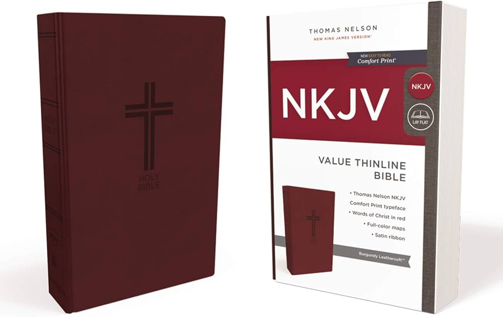 NKJV VALUE THINLINE BIBLE BURGUNDRY LEATHERSOFT